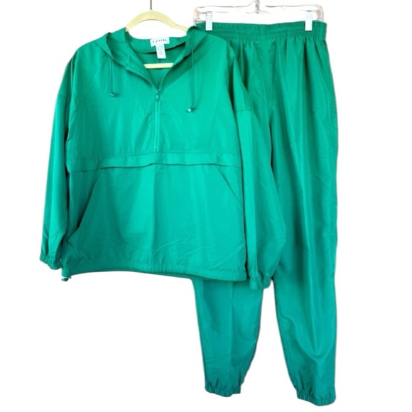 VINTAGE Izod Windbreaker Set Kelly Green Size Small - Picture 1 of 10